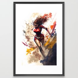 Superheroine On The Move Framed Art Print