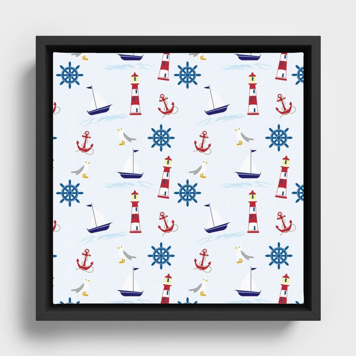 Summer Nautical Modern Collection Framed Canvas