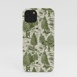 Bigfoot / Sasquatch Toile de Jouy in Forest Green iPhone Case