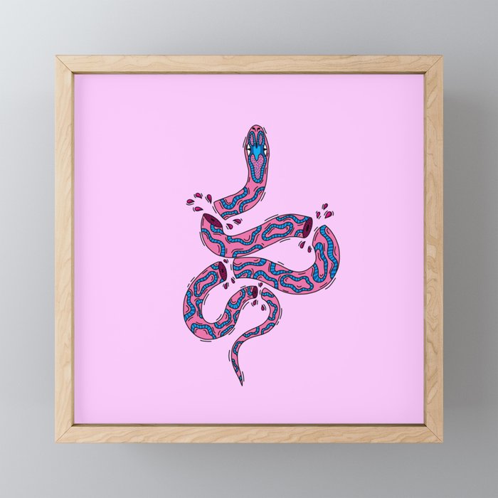 Choped Up Pink Snake  Framed Mini Art Print