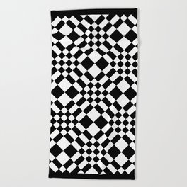 Black and White Checkered Pattern Beach Towel