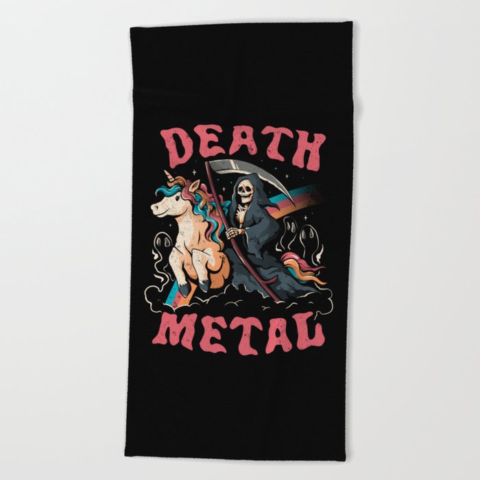 Death Metal - Cute Evil Skull Unicorn Gift Beach Towel