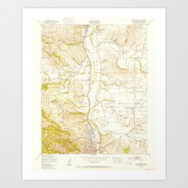 Paso Robles, CA from 1948 Vintage Map - High Quality Art Print