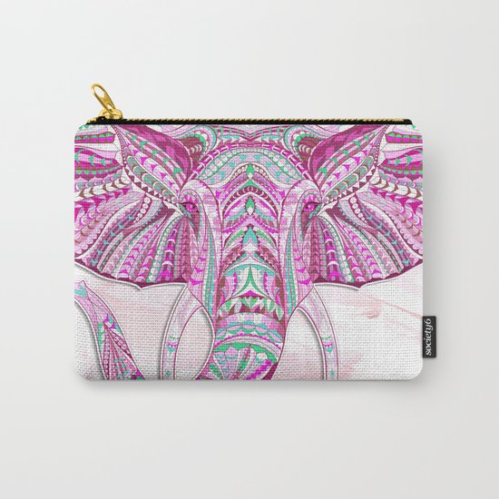 Pink Ethnic Elephant Carry-All Pouch