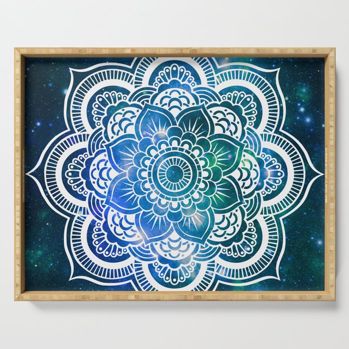 Mandala : Blue Green Galaxy Serving Tray
