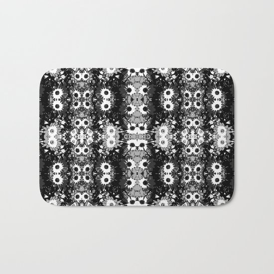 Black White Fower Girly Pattern Bath Mat