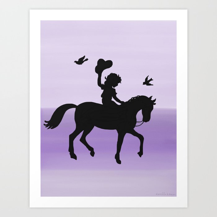 Girl And Horse Silhouette Lavender Art Print By Doodleandcharm Society6