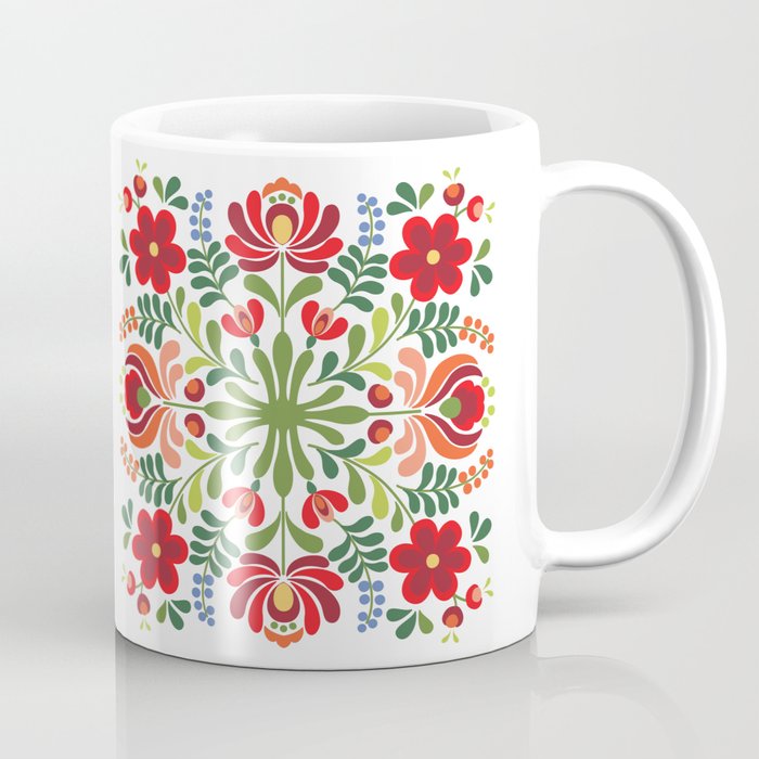 Hungarian Folk Design Red and Pink Coffee Mug
