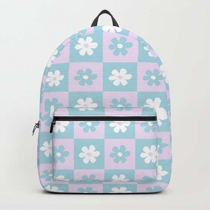 Danish Pastel Vintage Aesthetic Matisse Checkered Flower Backpack