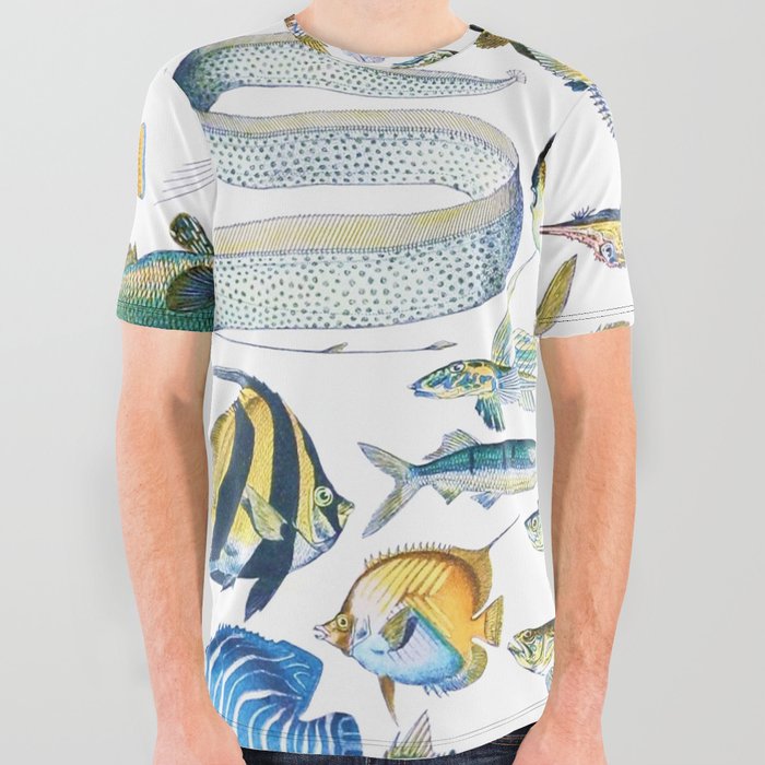 Adolphe Millot "Fishes" 1. All Over Graphic Tee