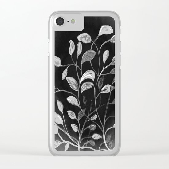 Red and Green Leaves! Monochrome Black and White and Grey Clear iPhone Case