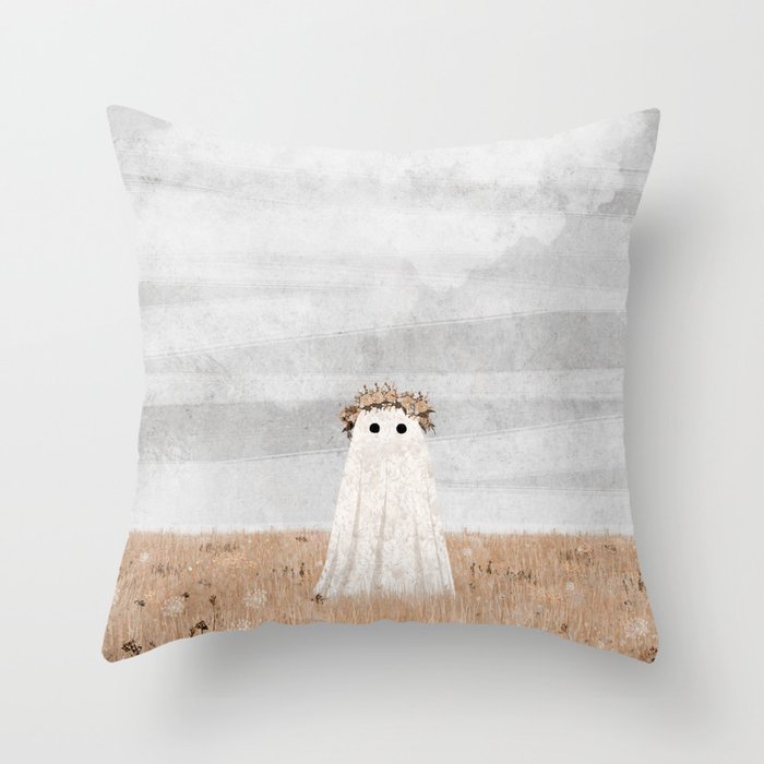 There's a Ghost in the Meadow Throw Pillow