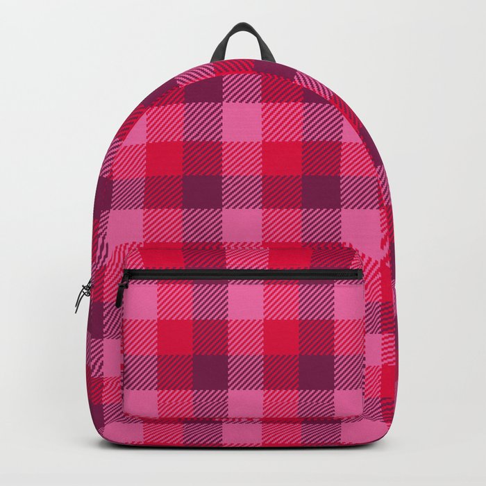 Retro Valentine's simple tartan plaid pink burgundy Backpack