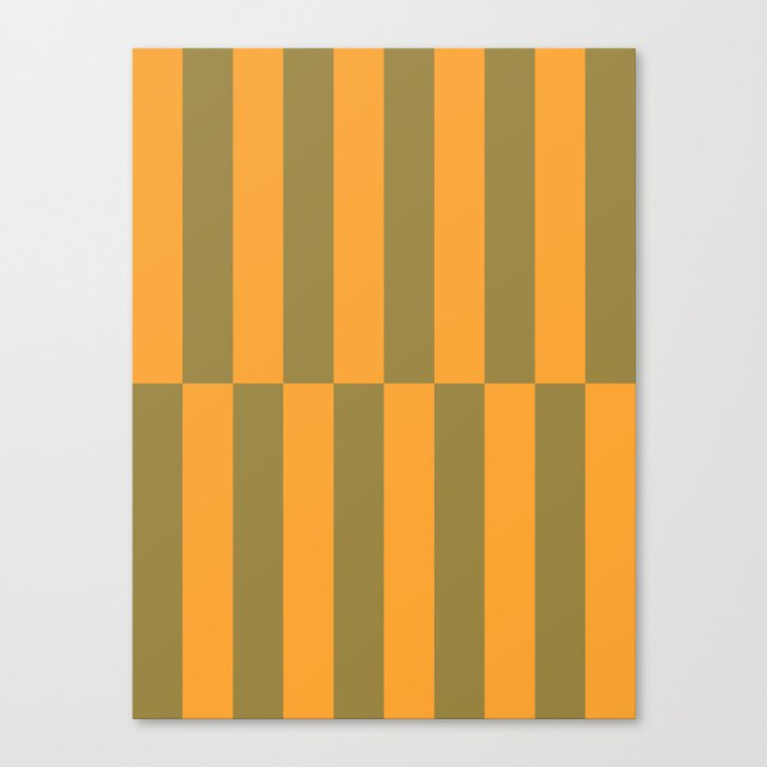 Strippy - Olive and Mango Canvas Print
