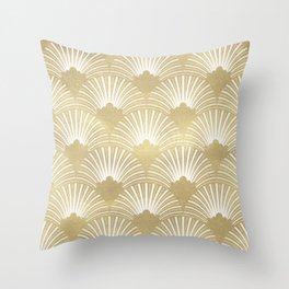Gold foil look Art-Deco pattern Throw Pillow