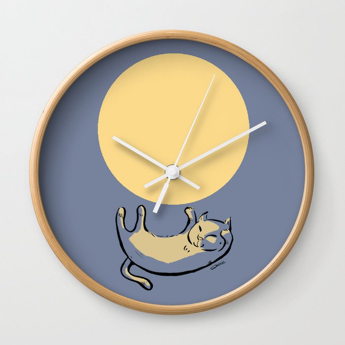 Full Moon Cat Wall Clock