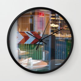 Street Reflection red green Wall Clock