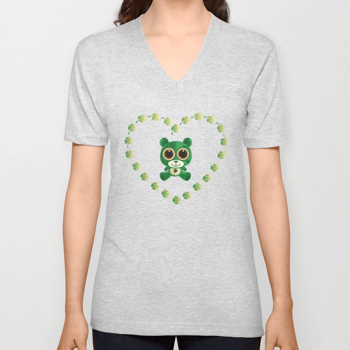 St. Patrick's Day Teddy Bear V Neck T Shirt