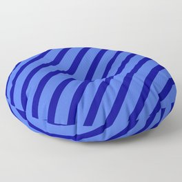 [ Thumbnail: Royal Blue & Dark Blue Colored Stripes Pattern Floor Pillow ]