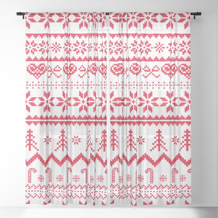 Knitted Christmas Pattern Sheer Curtain
