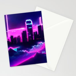 Retrofuturistic Skyline Stationery Card