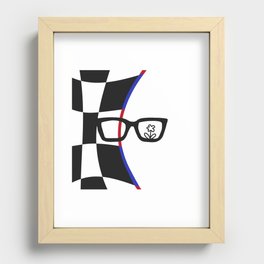 Glasses with flower in warped checkerboard (black and white) Recessed Framed Print