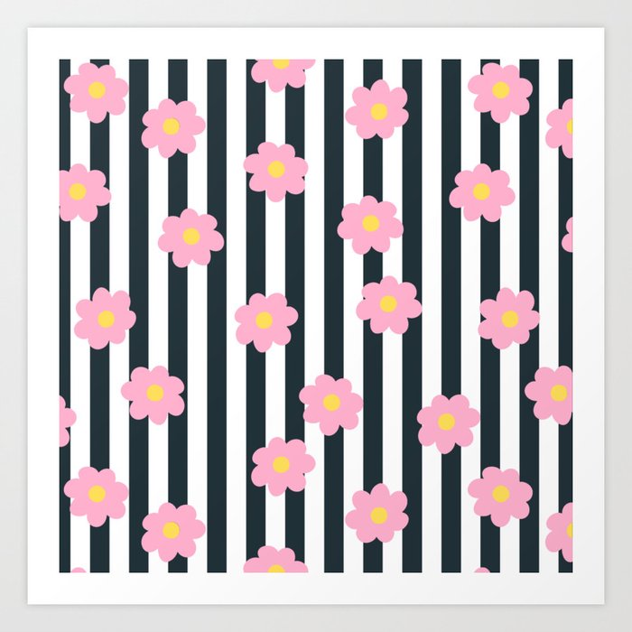 Floral Stripes Art Print