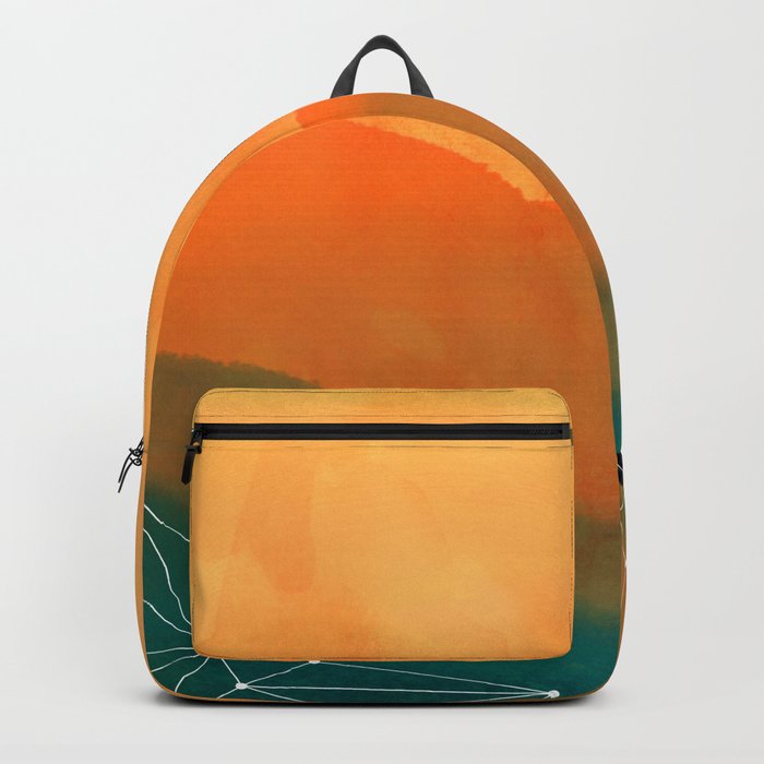 Orange Geometric Mountains Backpack