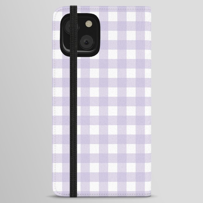 Purple Pastel Farmhouse Style Gingham Check iPhone Wallet Case