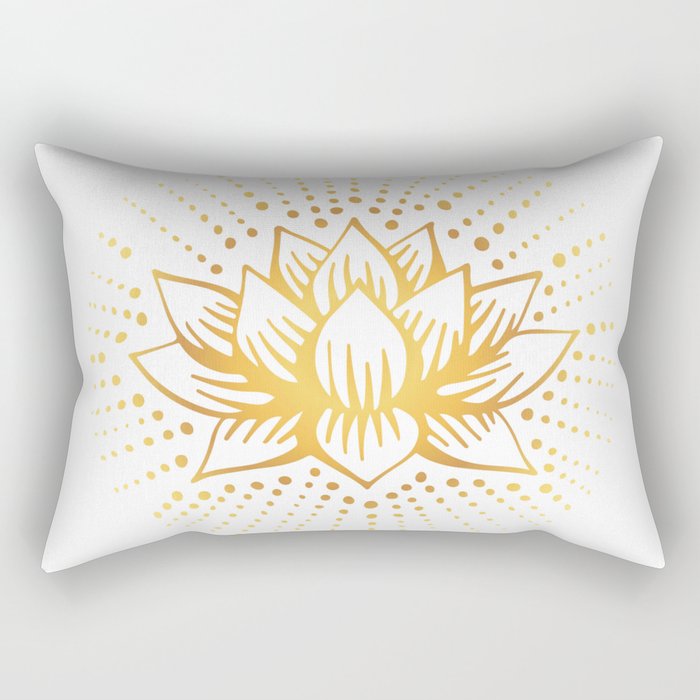 Golden Lotus Mandala Light Rectangular Pillow