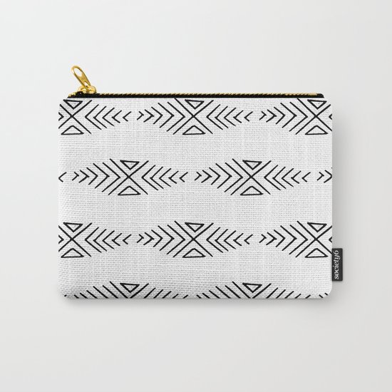 mudcloth 11 minimal textured black and white pattern home decor minimalist beach Carry-All Pouch
