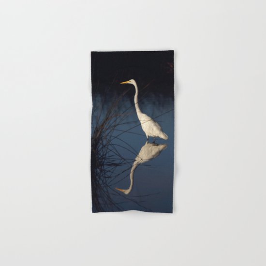Morning Egret Reflection Hand & Bath Towel