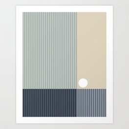 Geometric Blocks and Lines in Classy Navy Blue Beige Grey Art Print