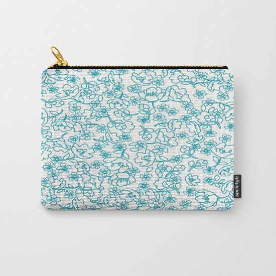 Turquoise Flowers Carry-All Pouch