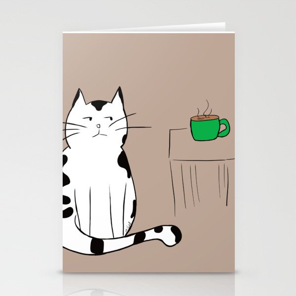 Java the Coffee Cat Stationery Cards | Drawing, Digital, Cat, Black-and-white, Cat-and-coffee, Coffee-meme, Java, Coffee, Kitty, Kitten