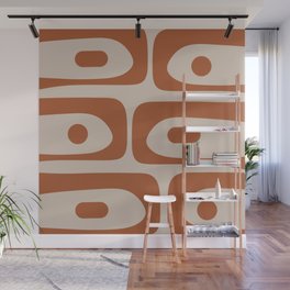 Mid Century Modern Piquet Abstract Pattern in Clay and Putty Wall Mural