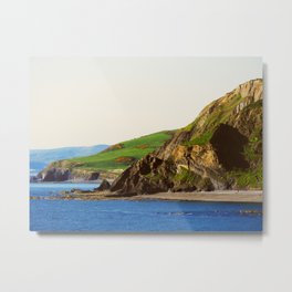 Aberystwyth on a cloudless day Metal Print | Digital, Photo, Uk, Wales, Hill, Coast, Ocean, Cliff, Sea, Rocks 
