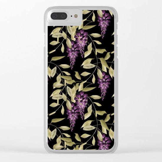 The Branches Of Wisteria . Black . Clear iPhone Case