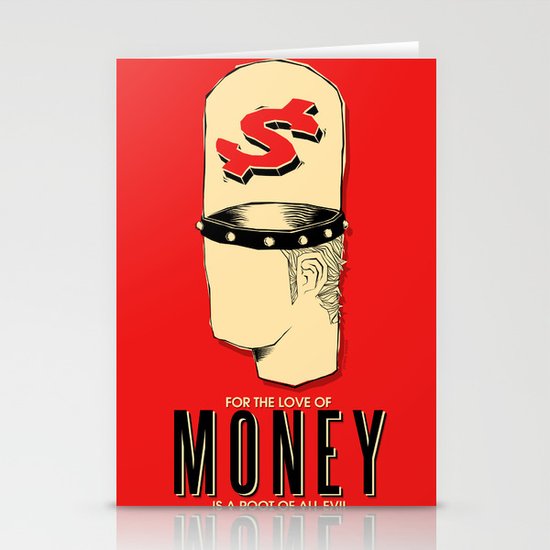For The Love of Money Is A Root of All Evil Stationery Cards