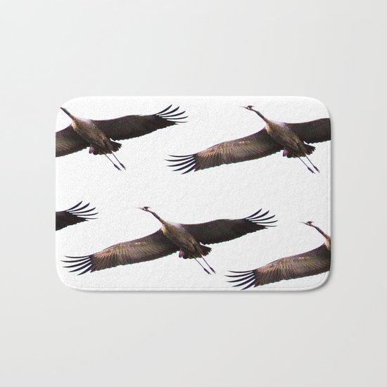 Cranes in flight Bath Mat