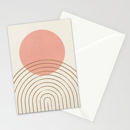 Pink Sun Mid-Century Full Stationery Card