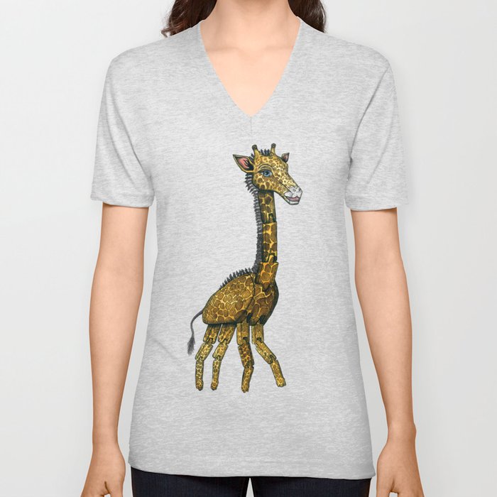 The Hinged Giraffe V Neck T Shirt