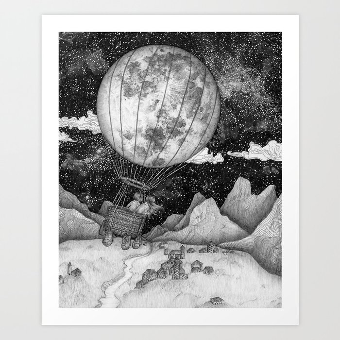 Moon Balloon Art Print