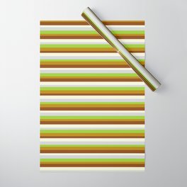 [ Thumbnail: Eyecatching Light Grey, Green, Dark Goldenrod, Brown, and Beige Colored Lined Pattern Wrapping Paper ]