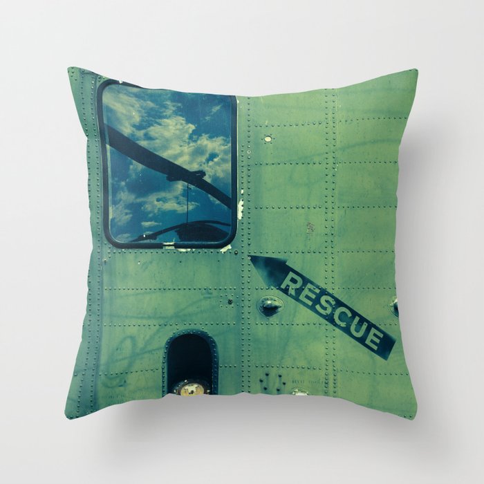 Green Rescue Decal Helicopter Instruction Throw Pillow