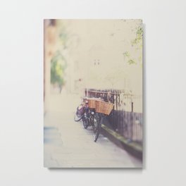 Summer time bicycle photograph Metal Print | Summertimeprint, Bicyclephotograph, Travelphotography, Vintagebicycle, Cambridgeuniversity, Cambridgephotograph, Bicyclebasket, Englishdecor, Streetphotograph, Bikeprint 