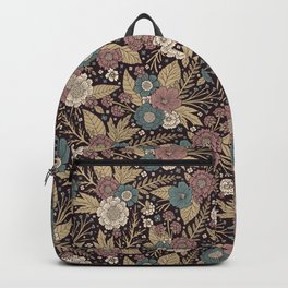 Mauve, Teal & Tan Floral Pattern Backpack | Graphicdesign, Subtle, Teal, Neutral, Classic, Somecallmebeth, Pretty, Understated, Mauve, Dark 