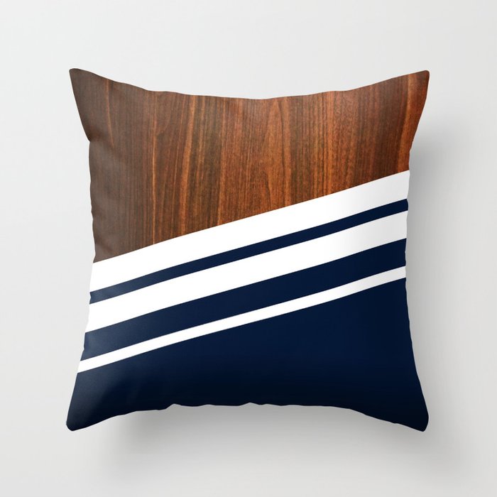 Wooden Navy Throw Pillow