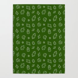 Green and White Gems Pattern Poster