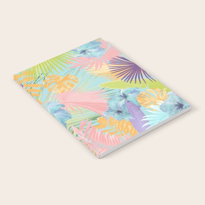 Pastel Summer Hibiscus Flower Jungle #2 #tropical #decor #art #society6 Notebook